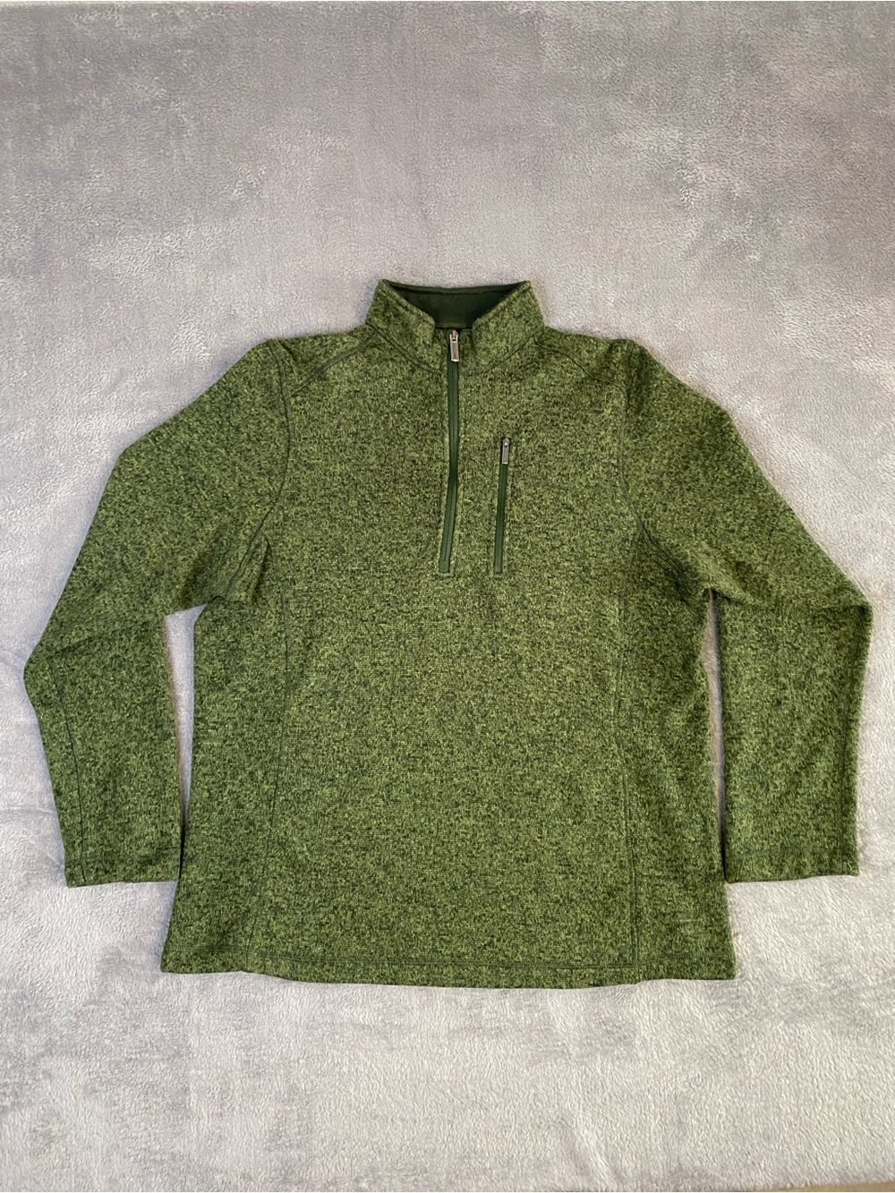 Woolrich Men's Green Quarter-Zip Fleece Sweater XL Heathered Gorpcore Cabincore